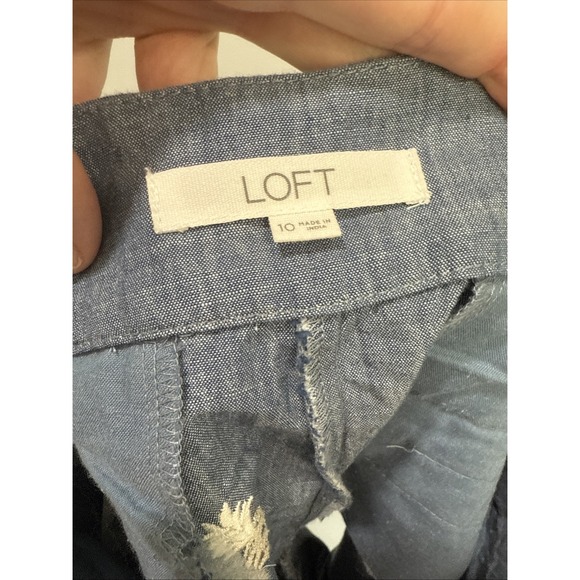 LOFT Riviera Short Size 10 Blue Pineapple Embroidered 100% Cotton Shorts Cruise‎ - Picture 5 of 7